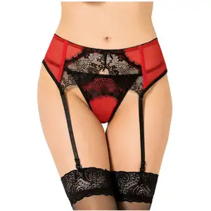 Paris Hollywood Porte-Jarretelles P5123 Rouge & Noir GT pas cher