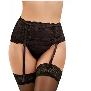 Paris Hollywood Porte-Jarretelles Dentelle & String Noir pas cher