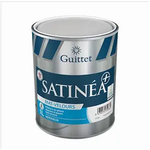 Peinture - GUITTET - Satinea + Mat Velours blanc - Finition Satiné - Contenance 1L pas cher