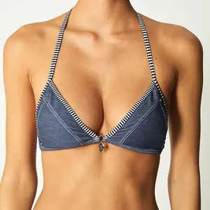 Bikini Bar - Haut de Maillot triangle Pranadda bleu marine 40 pas cher