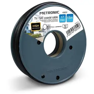 Comparateur de prix : Câble coaxial TV / SAT METRONIC 438252 17 PAtC 15m Noir