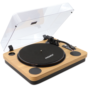 Comparateur de prix : MOOOV Platine vinyle Bluetooth effet bois 33/45/78 tours avec HP intégrés