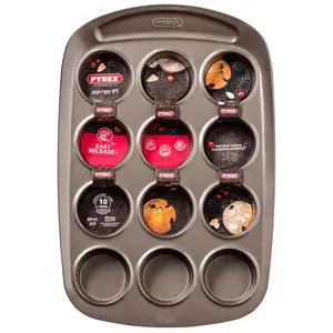 Comparateur de prix : Pyrex - Asimetria - Moule à 12 Muffins en Métal Anti-Adhésif Ø 6.50 cm