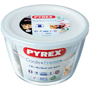 PYREX Plat rond + cv cook freeze - 40 à 300°C - Ø 16 cm - 1,6 L pas cher