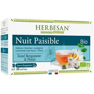 Comparateur de prix : Herbesan Bio Infusion Relaxation Saveur bergamote n°8 - 20 sachets