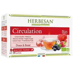 Herbesan Infusion Hibiscus Cassis Circulation Elimination Bio 20 sachets pas cher
