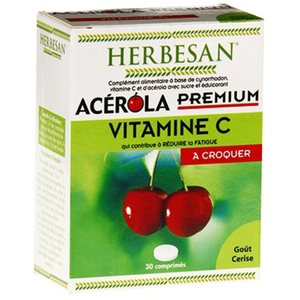 Comparateur de prix : Herbesan Acérola Premium Vitamine C 500 30 comprimés à croquer