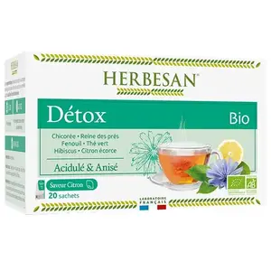 Comparateur de prix : Herbesan Bio Infusion Détox Saveur Citron n°16 - 20 sachets