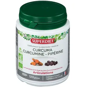 Comparateur de prix : Superdiet Articulations Bio Curcuma Curcumine Piperine 120 gélules