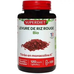 Comparateur de prix : Superdiet Levure de Riz Rouge Bio 120 gélules