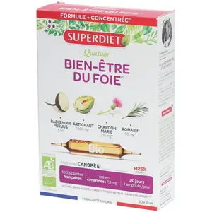 Comparateur de prix : Super Diet Quatuor Chardon Marie Digestion Bio 20 Amp