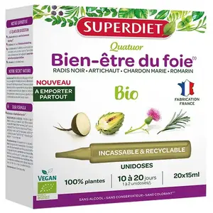 Comparateur de prix : Superdiet Quatuor Bio Foie - Radis Noir, Artichaut, Chardon, Romarin