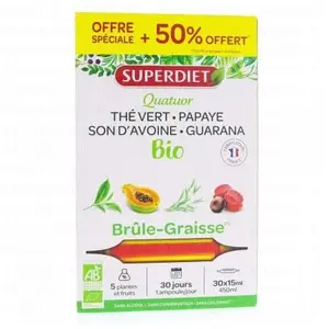 Comparateur de prix : Super Diet Super Diet Quatuor Brûle-Graisse Ampoules 30x15ml