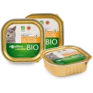 Comparateur de prix : Pâtées bio à la volaille pour chat adulte - 16x100g - ÉQUILIBRE & INSTINCT
