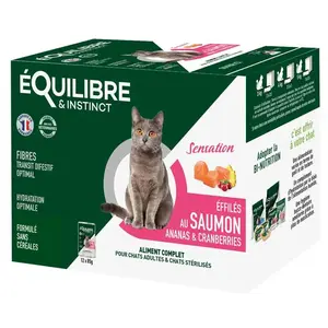 EQUILIBRE&INSTINCT Equilibre et Instinct - Effilés chat, saumon, ananas et cranberries pas cher
