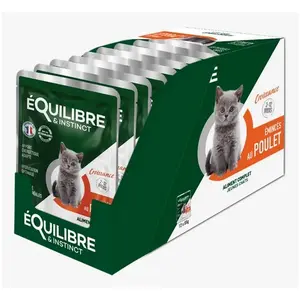 Emincés au poulet pour chaton - 12x85g - ÉQUILIBRE & INSTINCT pas cher