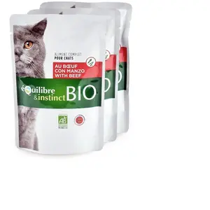 Comparateur de prix : Équilibre & Instinct - Mitonné Bio Au BOeuf Pour Chat - 100g