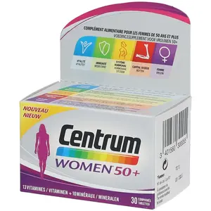 Comparateur de prix : Centrum Women 50+ multivitamines femme, Complément Alimentaire, Pour Femmes De 50 Ans et Plus, 30 comprimés