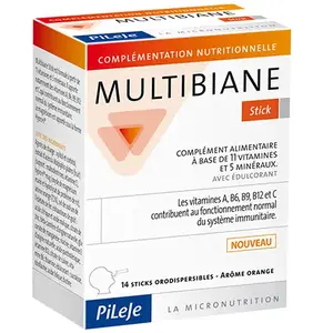 Comparateur de prix : Pileje Multibiane Stick 14 sticks orodispersibles