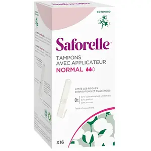 Comparateur de prix : Saforelle Protections Tampons Normal en Coton Bio avec Applicateur 16 unités