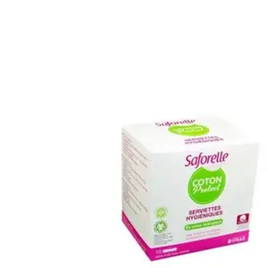 Saforelle Serviettes hygiéniques jour avec ailettes coton bio x10 pas cher