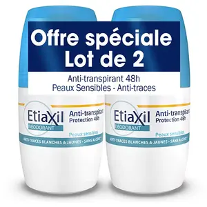 Comparateur de prix : Etiaxil Déodorant Anti-Transpirant Protection 48h Roll-On 2x50ml
