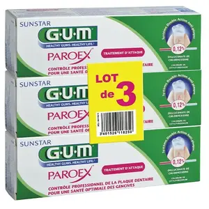 Comparateur de prix : Gum Dentifrice Paroex Gencives Lot de 3 x 75ml