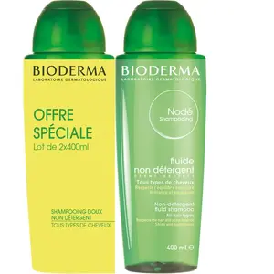 Comparateur de prix : Bioderma Nodé Shampooing Doux Tous Types de Cheveux Lot de 2 x 400ml