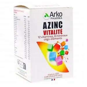 Comparateur de prix : Arkopharma Azinc Adulte Vitalité Vitamines C & E Zinc 60 gélules