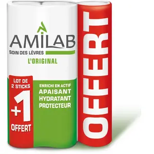 Comparateur de prix : Amilab Soin Lèvres Duo 2 x 3,6ml + 1 tube Offert