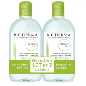 Comparateur de prix : Bioderma Sébium H2O Eau Micellaire Nettoyante Purifiante 2x500Ml