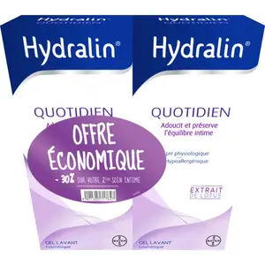 Comparateur de prix : Hydralin Quotidien Gel Lavant Lot de 2 x 400ml