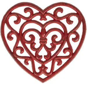 Comptoir de Famille - Dessous de plat Coeur Rhodonea rouge - 19x18 cm T.U pas cher