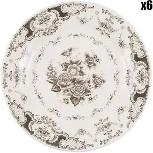Comptoir de Famille - 6 Assiettes à dessert Clothilde grises - D.20.5 ... pas cher