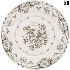Comptoir de Famille - 6 Assiettes plates Clothilde grises - D.26 cm OS pas cher