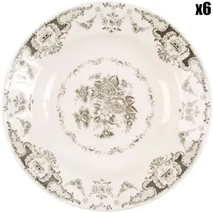 Comptoir de Famille - 6 Assiettes creuses Clothilde grises - D.22.5 cm... pas cher