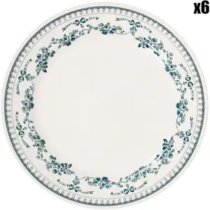 Comptoir de Famille - 6 Assiettes plates Faustine bleu ancien  - D.26 cm T.U pas cher