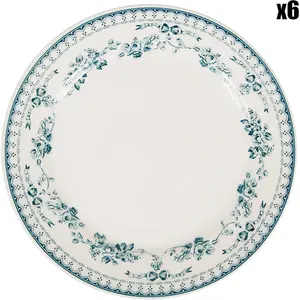 Comptoir de Famille - 6 Assiettes dessert Faustine bleu ancien  - D.20.5 cm T.U pas cher