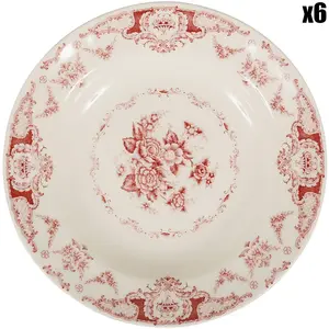 Comptoir de Famille - 6 Assiettes creuses Clothilde bordeaux - D.22.5 ... pas cher