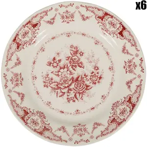 Comptoir de Famille - 6 Assiettes dessert Clothilde bordeaux  - D.20.5 cm T.U pas cher