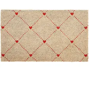 Comptoir de Famille - Paillasson Point Coeur gris/rouge - 73x43 cm T.U pas cher