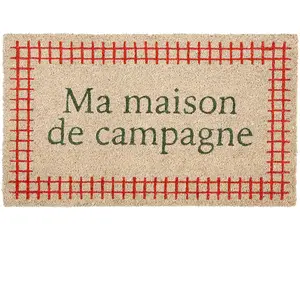 Comptoir de Famille - Paillasson maison de Campagne gris/rouge - 73x43 cm T.U pas cher