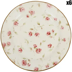Comptoir de Famille - 6 Assiettes dessert Rose rose/doré  - D.20.5 cm T.U pas cher