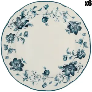 Comptoir de Famille - 6 Assiettes dessert Margaux bleues  - D.20.5 cm T.U pas cher