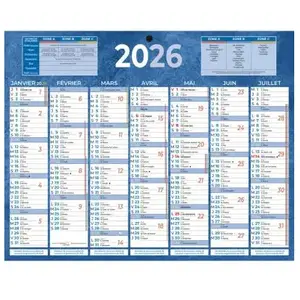 Calendrier mural annuel Bouchut - bleu - 21 x 26,5 cm pas cher