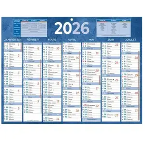 Calendrier mural annuel Bouchut - bleu - 32 x 42 cm pas cher