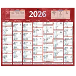 Bouchut Calendrier bancaire rouge - 21 x 26,5 cm pas cher