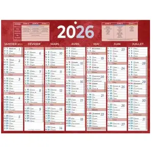 Bouchut Calendrier bancaire rouge - 32 x 42 cm pas cher
