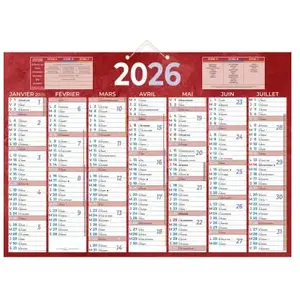 Bouchut Calendrier bancaire rouge - 38,5 x 54 cm pas cher