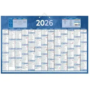 Calendrier mural annuel Bouchut - bleu - 43 x 65 cm pas cher